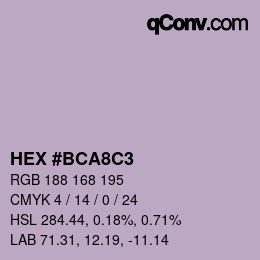 Color code: HEX #BCA8C3 | qconv.com