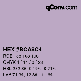 カラーコード: HEX #BCA8C4 | qconv.com