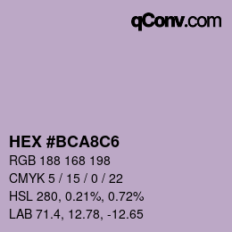 Color code: HEX #BCA8C6 | qconv.com