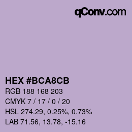 Color code: HEX #BCA8CB | qconv.com