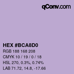 Farbcode: HEX #BCA8D0 | qconv.com