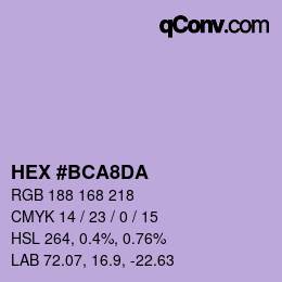 Color code: HEX #BCA8DA | qconv.com