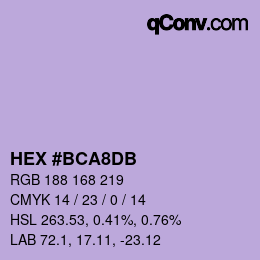 カラーコード: HEX #BCA8DB | qconv.com