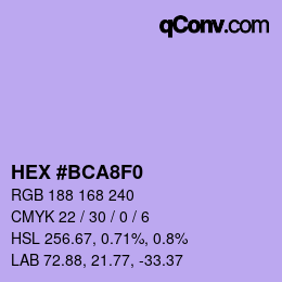 カラーコード: HEX #BCA8F0 | qconv.com
