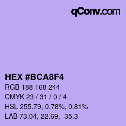 カラーコード: HEX #BCA8F4 | qconv.com