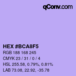 颜色代码: HEX #BCA8F5 | qconv.com