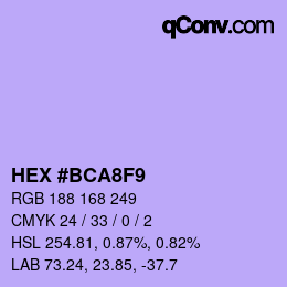 Color code: HEX #BCA8F9 | qconv.com