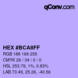 Color code: HEX #BCA8FF | qconv.com