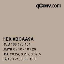 Código de color: HEX #BCAA9A | qconv.com
