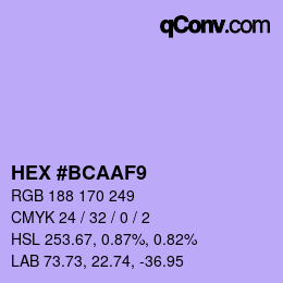 カラーコード: HEX #BCAAF9 | qconv.com