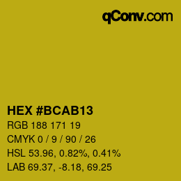 カラーコード: HEX #BCAB13 | qconv.com