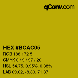 Color code: HEX #BCAC05 | qconv.com