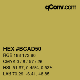 Color code: HEX #BCAD50 | qconv.com