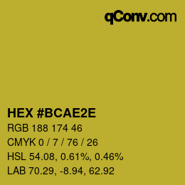 Color code: HEX #BCAE2E | qconv.com