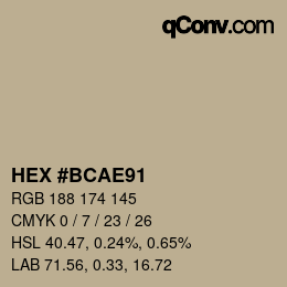 Farbcode: HEX #BCAE91 | qconv.com