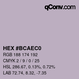 カラーコード: HEX #BCAEC0 | qconv.com