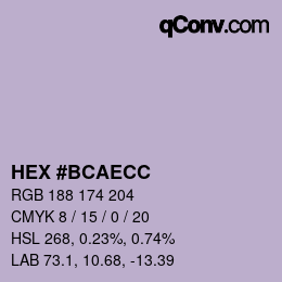 Color code: HEX #BCAECC | qconv.com