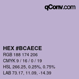 カラーコード: HEX #BCAECE | qconv.com