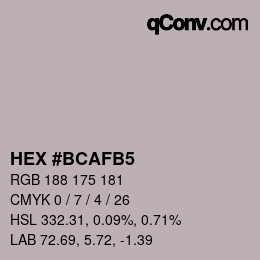 颜色代码: HEX #BCAFB5 | qconv.com