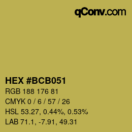 カラーコード: HEX #BCB051 | qconv.com