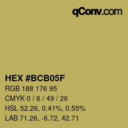 Color code: HEX #BCB05F | qconv.com