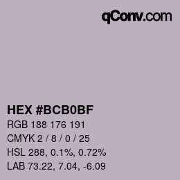 颜色代码: HEX #BCB0BF | qconv.com