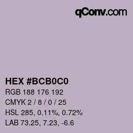 カラーコード: HEX #BCB0C0 | qconv.com