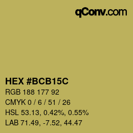 Color code: HEX #BCB15C | qconv.com