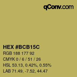 Color code: HEX #BCB15C | qconv.com