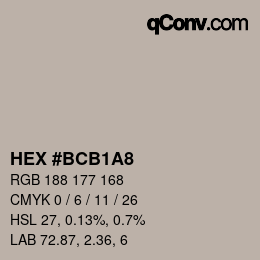 カラーコード: HEX #bcb1a8 | qconv.com