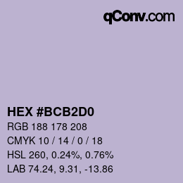 Color code: HEX #BCB2D0 | qconv.com