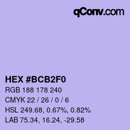 カラーコード: HEX #BCB2F0 | qconv.com