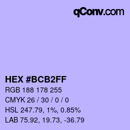 Color code: HEX #BCB2FF | qconv.com