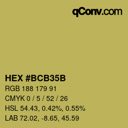 Color code: HEX #BCB35B | qconv.com