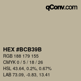 Color code: HEX #BCB39B | qconv.com