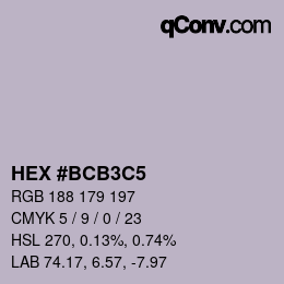 Color code: HEX #BCB3C5 | qconv.com