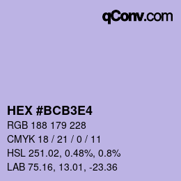 Color code: HEX #BCB3E4 | qconv.com