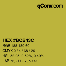 Color code: HEX #BCB43C | qconv.com