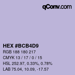 Color code: HEX #BCB4D9 | qconv.com