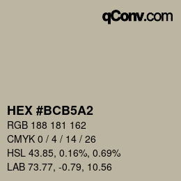Color code: HEX #BCB5A2 | qconv.com