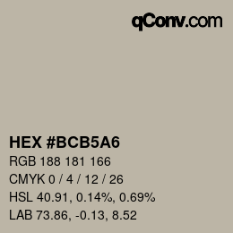 カラーコード: HEX #BCB5A6 | qconv.com