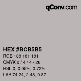 颜色代码: HEX #BCB5B5 | qconv.com