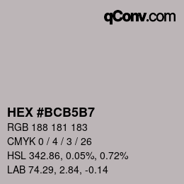 颜色代码: HEX #BCB5B7 | qconv.com