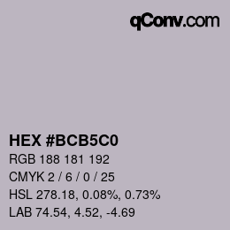 カラーコード: HEX #BCB5C0 | qconv.com