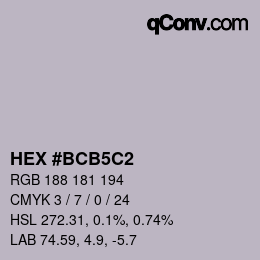 颜色代码: HEX #BCB5C2 | qconv.com
