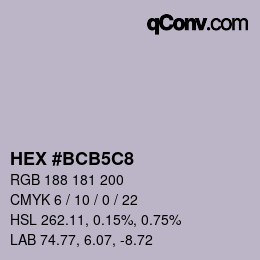 カラーコード: HEX #BCB5C8 | qconv.com