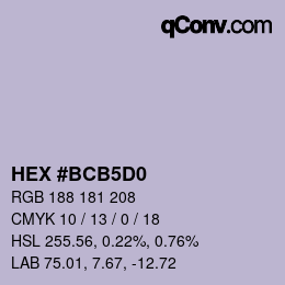 Color code: HEX #BCB5D0 | qconv.com