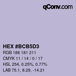 Color code: HEX #BCB5D3 | qconv.com