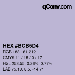 Color code: HEX #BCB5D4 | qconv.com