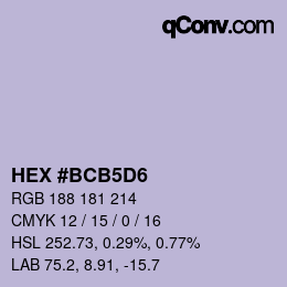颜色代码: HEX #BCB5D6 | qconv.com